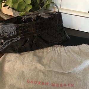 Lauren Merkin Patent Leather Hinged Louise Clutch